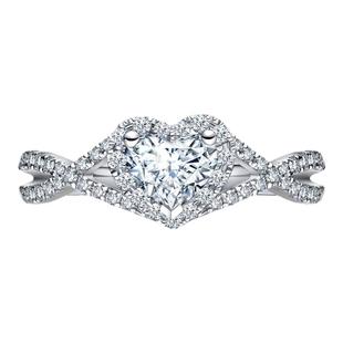 DRHEART爱意交织求婚钻戒钻石铂金戒指真钻群镶50分WJ0069