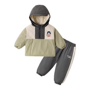 【三防】儿童加绒加厚套装冬季男童棉衣女童滑雪服两件套宝宝冬装