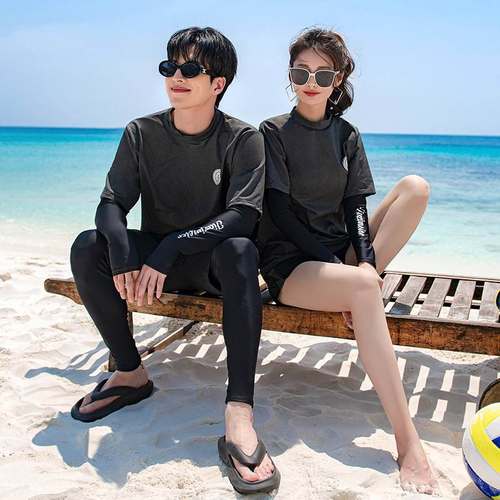 2023韩版冲浪潜水服女瘦温泉情侣防晒服套装速长袖衣分体干显水母