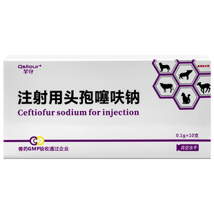 头孢噻呋钠注射兽用液0.1g猫咪狗狗消炎针剂宠物犬猫用头孢退烧药