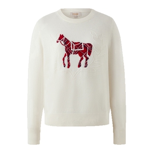 【含绵羊毛】Eland衣恋毛衣女小马刺绣套头针织衫上衣2026春新款