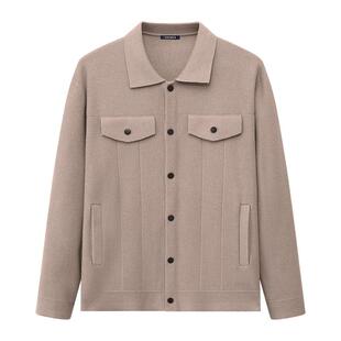 【秋冬新品】斯得雅针织开衫毛衣外套秋冬新款工装翻领提花夹克