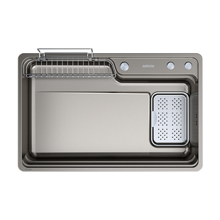 箭牌水槽大单槽压纹厨房超大瀑布出水洗菜盆侧排集水槽新款不锈钢