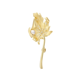 HEFANG何方珠宝晓雪枫叶胸针高级轻奢胸花徽章新年礼物