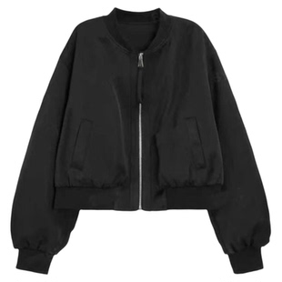 立领醋酸棒球服女欧洲站2026年春季新款韩版百搭显瘦小个子外套潮