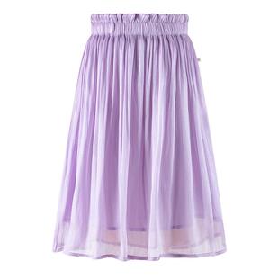 Little Naive女童半身裙春秋新款中大童流光褶皱长裙儿童法式裙子