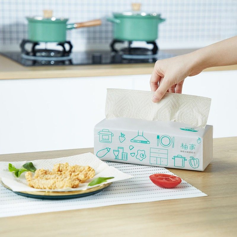 柚家厨房用纸吸水吸油纸专用纸巾抽取巾湿两用式擦油装整箱实惠干