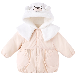 【商场同款】英氏超韧绒宝宝羽绒服冬季三防保暖新款女童连帽外套