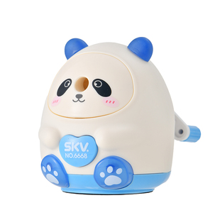 夜光熊猫削笔机卷笔刀自动进铅笔削笔器手摇式转笔刀小学生专用削笔刀儿童刨笔机幼儿园卡通可爱笔刨文具用品
