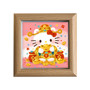 招财kt猫新年桌面小摆台相框画DIY小金豆卡通可爱工位元旦小礼物