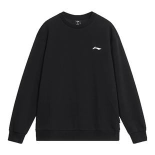 李宁卫衣男款青少年冬季2025新加绒加厚保暖圆领无帽大码上衣衣服