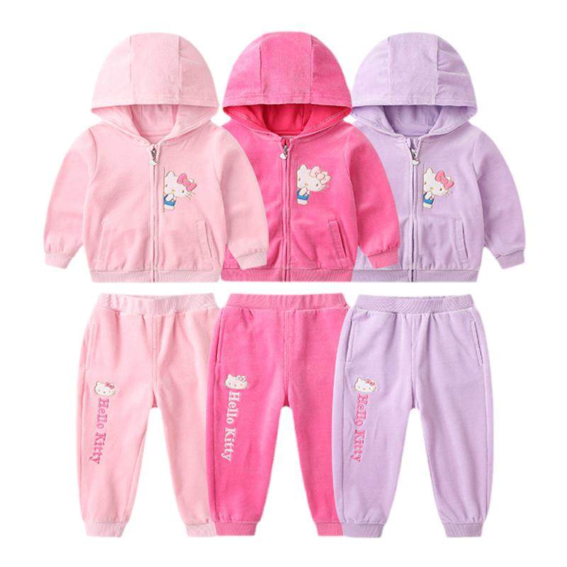 HelloKitty运动天鹅绒套装刺绣