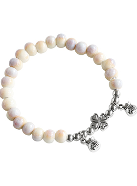 国风钱币醒狮陶瓷手串景德镇瓷珠编织串珠手链新中式情侣学生手饰