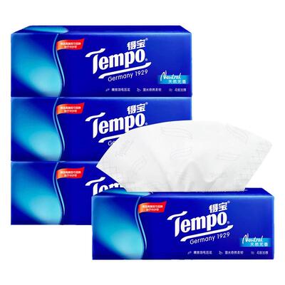 Tempo得宝抽纸4层加厚家用实惠纸巾餐巾纸面巾纸德保大号软抽
