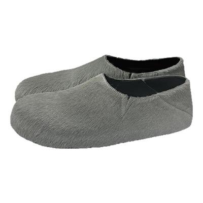 马毛马皮一脚蹬包头穆勒鞋橡胶底