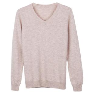 清仓恒源祥100%羊毛衫女V领天短款纯色针织套头衫打底百搭毛衣薄