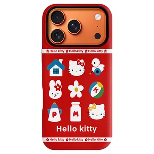 iPhone17手机壳硅胶全包镜头HelloKitty猫红色磁吸支架款X适用苹果13防摔磨砂女生15plus可爱16promax韩系ins