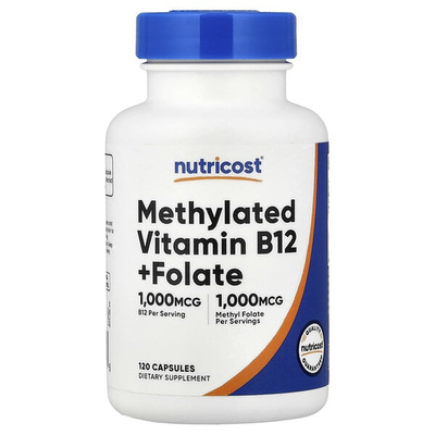 Nutricost,Methylated Vitamin B12 + Folate, 120 Capsules