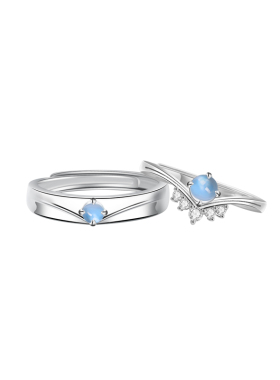 倾城之恋月光石情侣对戒纪念礼物