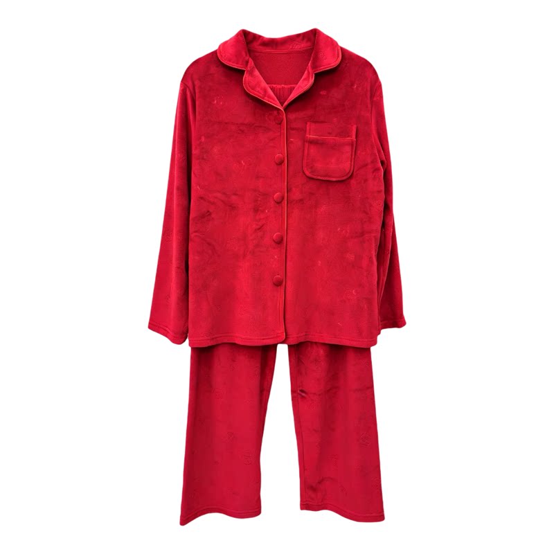香蜜闺秀细绒情侣中厚翻领家居服