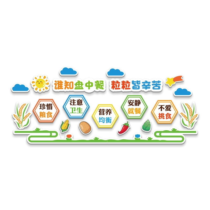食堂文化墙托管班墙面装饰小饭桌
