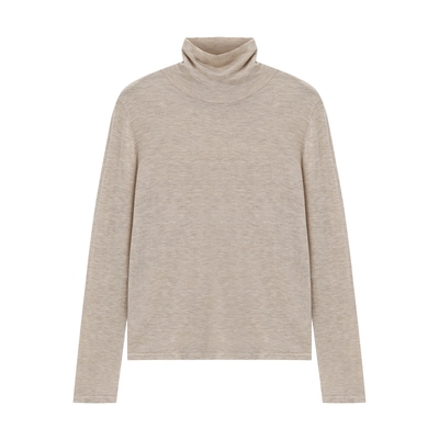 Basic House/百家好绵羊毛高领针织衫女秋冬叠穿修身百搭打底衫