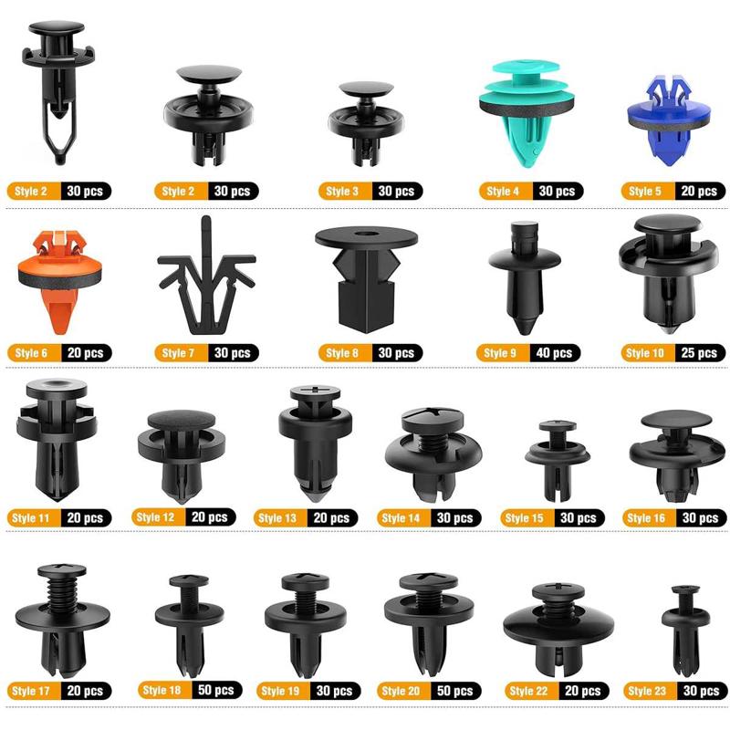 680pcs三层盒塑料卡扣固定夹尼龙保险杠推扣紧固件铆钉夹替换套件