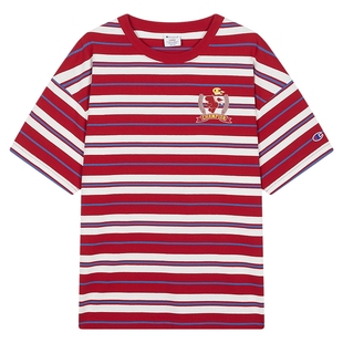 【马年系列】Champion冠军短袖t恤男2026春季新款条纹纯棉新年红