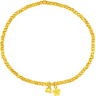 潮宏基高光金足金手链5G黄金手串铃兰花爆闪蹦迪珠妇女节礼物计价