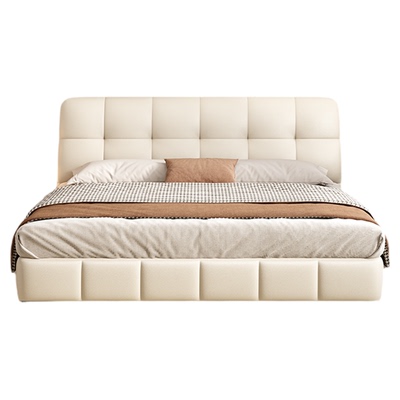 馨佰利泡芙储物真皮床法式奶油风