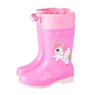 儿童雨鞋男童女童加绒防水防滑水鞋幼儿宝宝胶雨靴高筒长筒束口