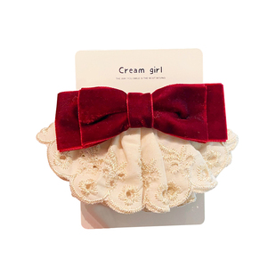 女童蝴蝶结发夹新年发饰公主漂亮洋气裙摆发卡红色过年头饰儿童女