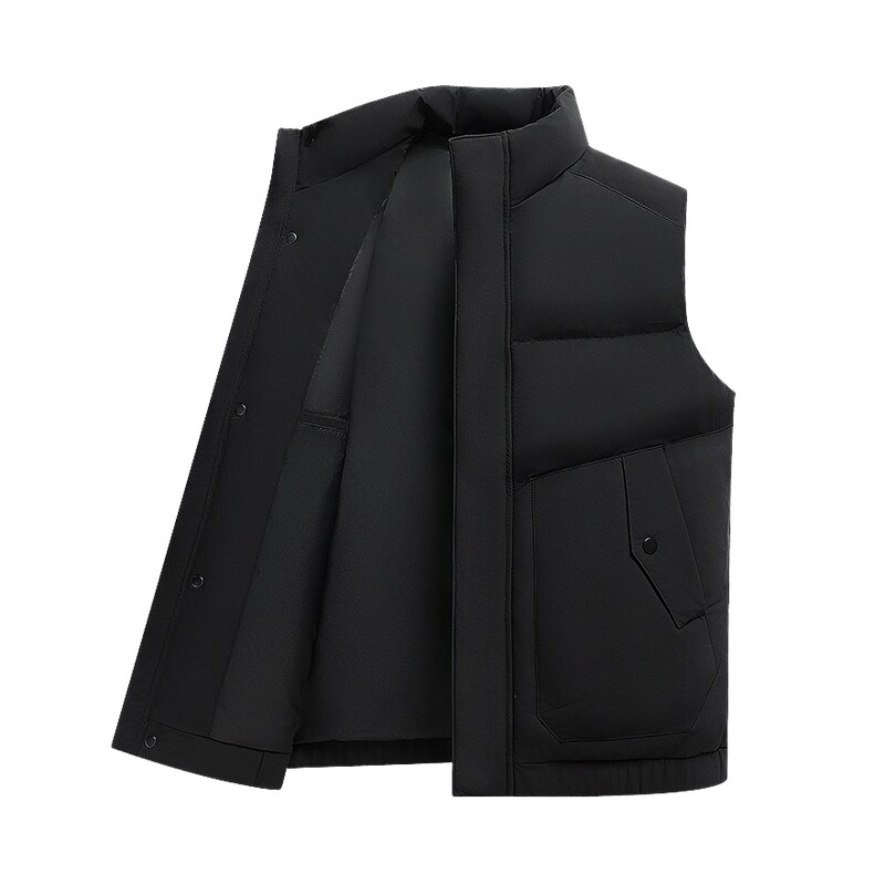 雪中飞2025冬新款男士短款羽绒马甲背心立领挺括时尚简约保暖舒适