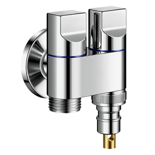 双出水洗衣机水龙头一进二出角阀双通头专用自动止水阀一分二接头