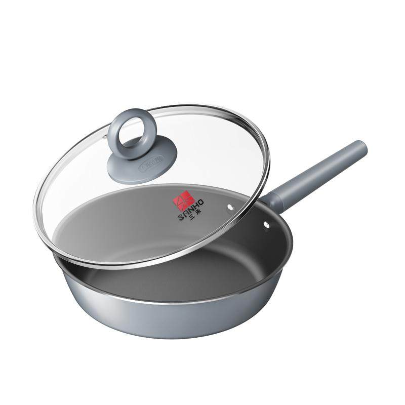 三禾0涂层不粘平底锅煎锅无涂层家用牛排煎锅煎饼煎蛋神器锅具