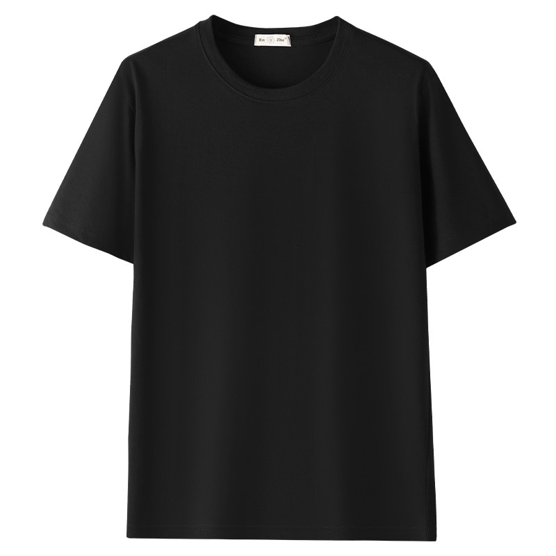 纯白色短袖t恤男夏宽松手绘班服半袖纯棉圆领空白广告衫定制LOGO