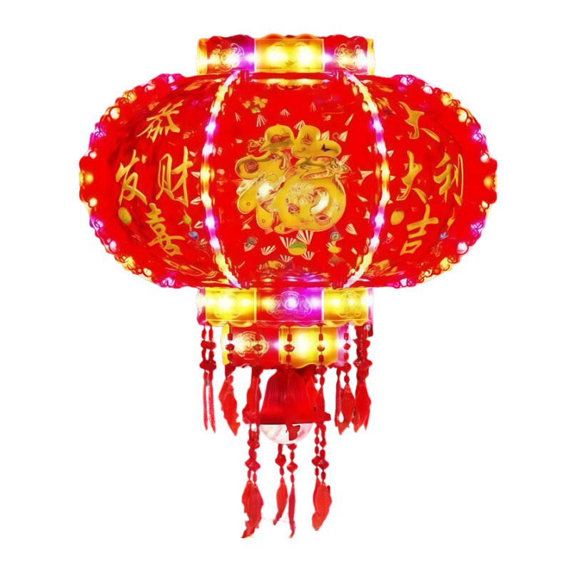 2026新款旋转灯笼七彩福字走马灯春节阳台结婚彩灯乔迁大门口一对