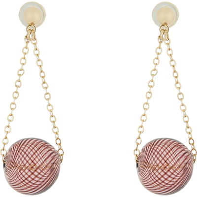 【折扣】SHRIMPS 女红色玻璃坠饰金色金属链耳环