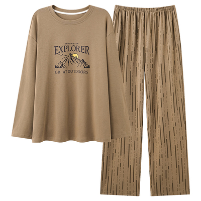 2025年春秋新款睡衣男纯棉圆领