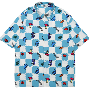 GUUKA&Agaho联名夏威夷短袖花衬衫男 王博文同款沙滩凉感衬衣宽松