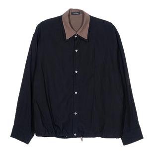 Hualun人夫感穿搭假两件衬衫男生宽松长袖亚麻衬衣秋季莱赛尔上衣