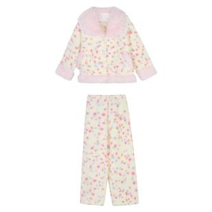 JoyceBra  甜美彩虹波点毛领睡衣冬季女加厚羊羔绒舒适家居服套装