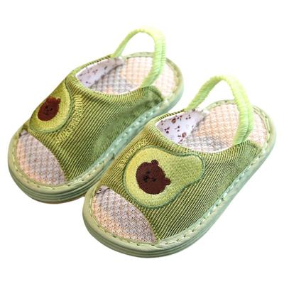 儿童卡通宝宝四季亚麻千层布拖鞋