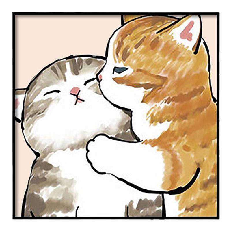 北欧ins风猫咪diy数字油画手工填充涂色手绘客厅可爱丙烯装饰挂画
