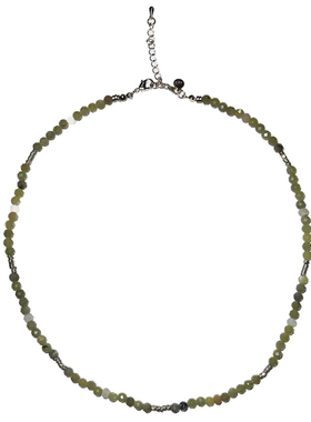 waki森林宝石橄榄绿串珠项链