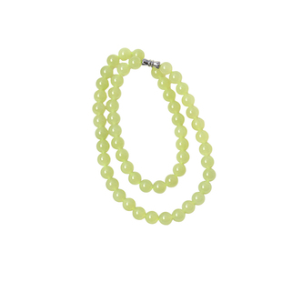 天然和田玉黄口圆珠款项链 女款玉石颈链妈妈链项链饰品礼物