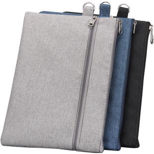 杰利a5文件袋双层拉链式学生用小号文具袋收纳包 大容量牛津帆布小清新多功能票据袋发票资料袋定制印刷logo