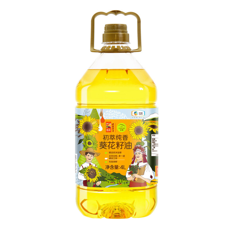 中粮初萃纯香葵花籽油物理压榨一级清淡食用油家用零反式煎炒烹炸