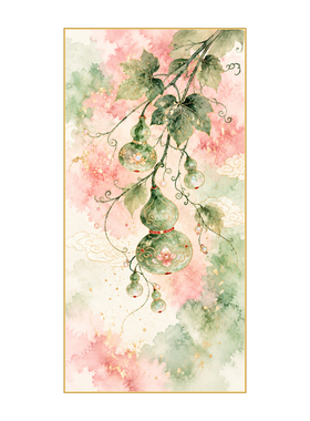 葫芦纳福新中式玄关挂画福禄满堂