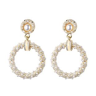 适合长脸的耳坠复古巴洛克珍珠圆圈圈耳环耳饰女韩版时尚洋气耳钉